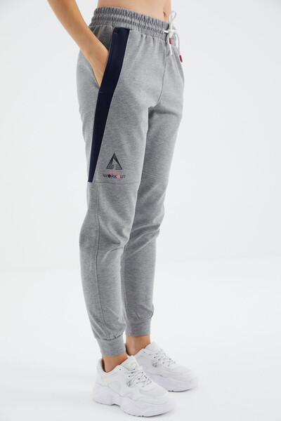 Tommylife Wholesale Gray Melange Laced Comfy Women's Sweatpants - 94645 - Thumbnail