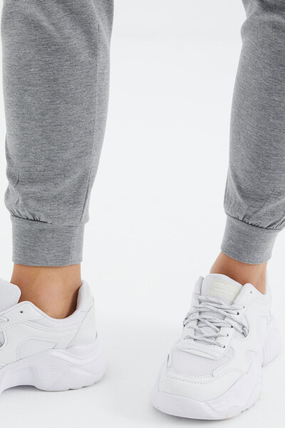 Tommylife Wholesale Gray Melange Laced Comfy Women's Sweatpants - 94645 - Thumbnail