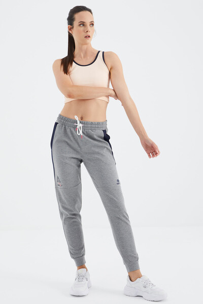 Tommylife Wholesale Gray Melange Laced Comfy Women's Sweatpants - 94645 - Thumbnail