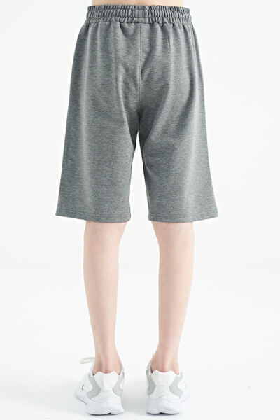 Tommylife Wholesale Gray Melange Laced Standard Fit Boys' Shorts - 11125 - Thumbnail
