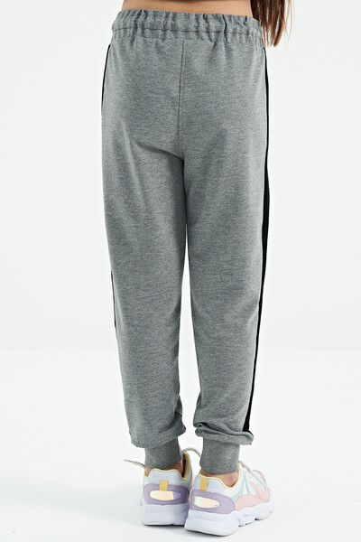 Tommylife Wholesale Gray Melange Pocket Detailed Jogger Girls Sweatpants - 75122 - Thumbnail