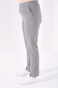 Tommylife Wholesale Gray Melange Pocketed Comfy Straight Leg Women's Big Size Sweatpants - 94014 - Thumbnail