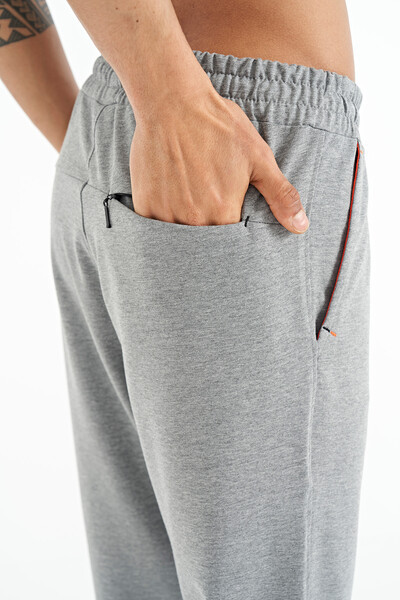 Tommylife Wholesale Gray Melange Pocketed Standard Fit Men's Sweatpants - 84967 - Thumbnail