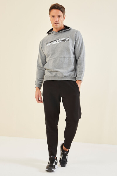 Tommylife Wholesale Gray Melange Printed Men's Sweatshirt - 88136 - Thumbnail