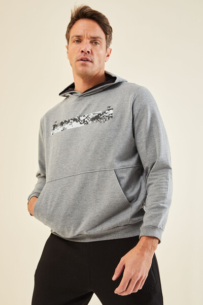 Tommylife Wholesale Gray Melange Printed Men's Sweatshirt - 88136 - Thumbnail