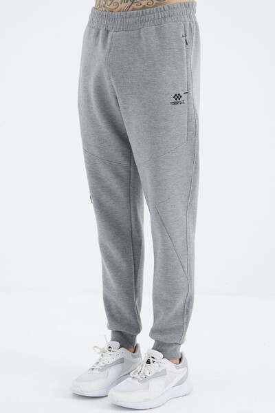 Tommylife Wholesale Gray Melange Relaxed Fit Men's Sweatpants - 82100 - Thumbnail