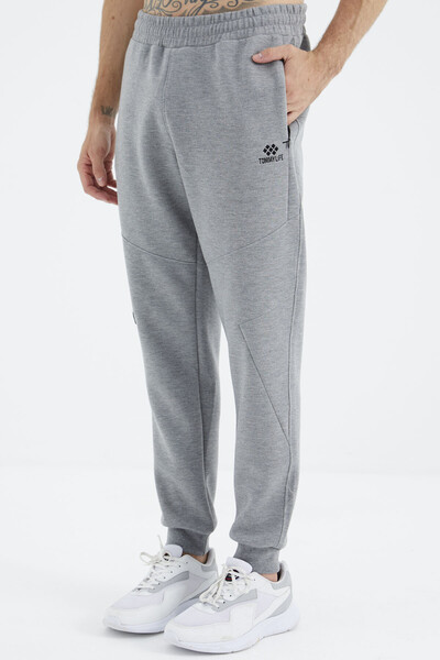 Tommylife Wholesale Gray Melange Relaxed Fit Men's Sweatpants - 82100 - Thumbnail