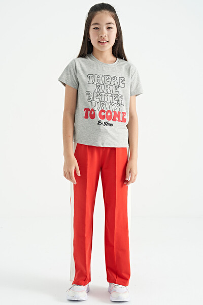 Tommylife Wholesale Gray Melange Round Neck Comfy Sleevelu Cropped Girls T-Shirt - 75118 - Thumbnail