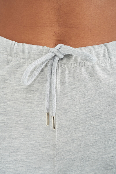 Tommylife Wholesale Gray Melange Self Belted Women's Shorts Set - 02117 - Thumbnail