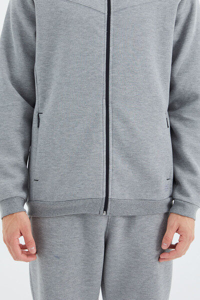 Tommylife Wholesale Gray Melange Stand Collar Comfy Men's Tracksuit Set - 85220 - Thumbnail