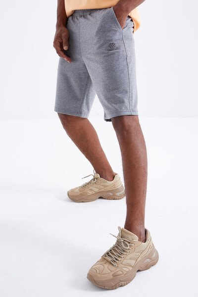 Tommylife Wholesale Gray Melange Standard Fit Basic Men's Short - 81212 - Thumbnail
