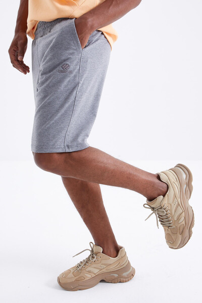 Tommylife Wholesale Gray Melange Standard Fit Basic Men's Short - 81212 - Thumbnail