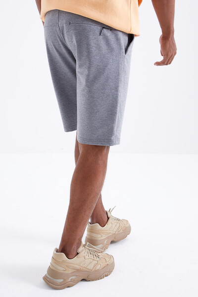 Tommylife Wholesale Gray Melange Standard Fit Basic Men's Short - 81212 - Thumbnail