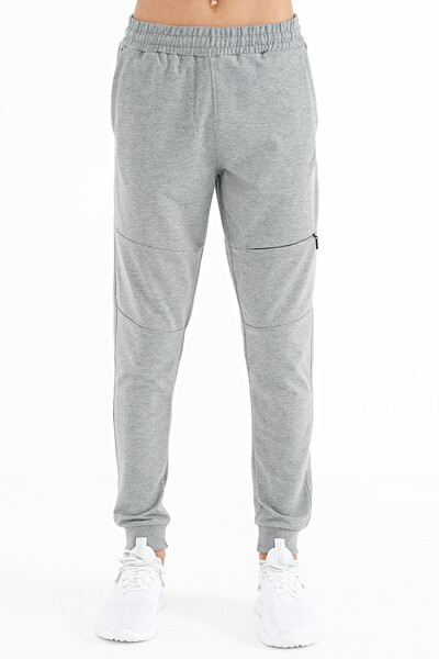 Tommylife Wholesale Gray Melange Standard Fit Men's Jogger Sweatpants - 84958 - Thumbnail