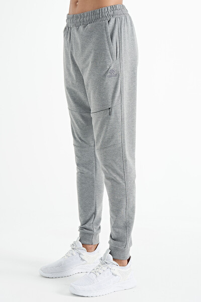 Tommylife Wholesale Gray Melange Standard Fit Men's Jogger Sweatpants - 84958 - Thumbnail