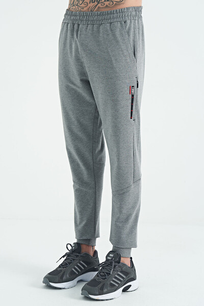 Tommylife Wholesale Gray Melange Standard Fit Men's Jogger Sweatpants - 84960 - Thumbnail