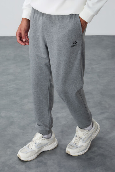 Tommylife Wholesale Gray Melange With Classic Pockets Standard Mold Cuffed Men's Sweatpant - 84652 - Thumbnail