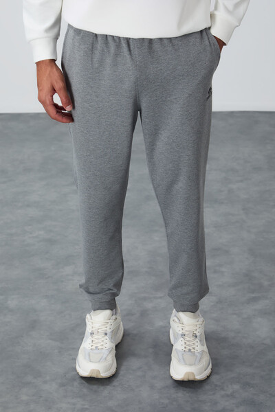 Tommylife Wholesale Gray Melange With Classic Pockets Standard Mold Cuffed Men's Sweatpant - 84652 - Thumbnail