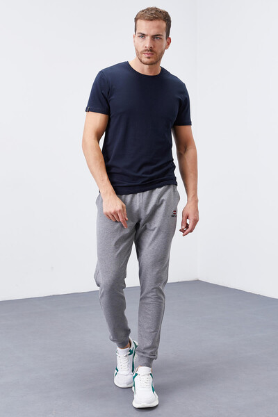 Tommylife Wholesale Gray Melange With Classic Pockets Standard Mold Cuffed Men's Sweatpant - 84652 - Thumbnail