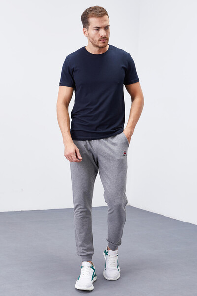 Tommylife Wholesale Gray Melange With Classic Pockets Standard Mold Cuffed Men's Sweatpant - 84652 - Thumbnail