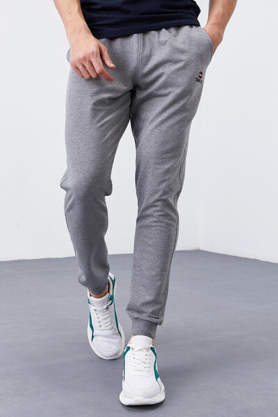 Tommylife Wholesale Gray Melange With Classic Pockets Standard Mold Cuffed Men's Sweatpant - 84652 - Thumbnail