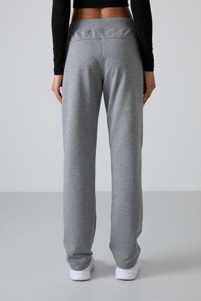 Tommylife Wholesale Gray Melange With Zipper Pocket Comfy Classic Hem Women's Sweatpants - 94195 - Thumbnail