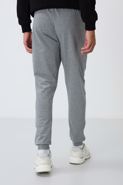 Tommylife Wholesale Gray Melange With Zipper Pockets Standard Mold Jogger Men's Sweatpant - 84651 - Thumbnail