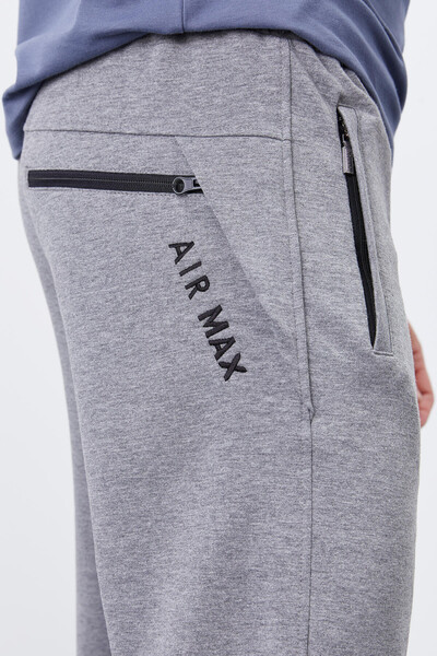 Tommylife Wholesale Gray Melange Zippered Pocket Slim Fit Jogger Men's Sweatpants - 84343 - Thumbnail