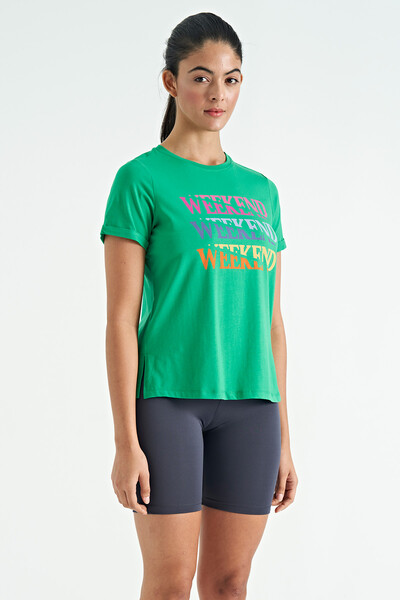 Tommylife Wholesale Green Comfort Fit Women's Basic T-shirt - 02241 - Thumbnail