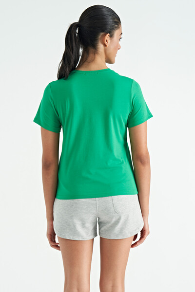 Tommylife Wholesale Green O-Neck Standard Fit Women's T-shirt - 02269 - Thumbnail