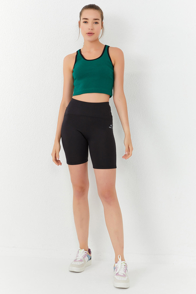 Tommylife Wholesale Green Sleeveless Skinny Fit U Collar Women's Crop Top - 97162 - Thumbnail