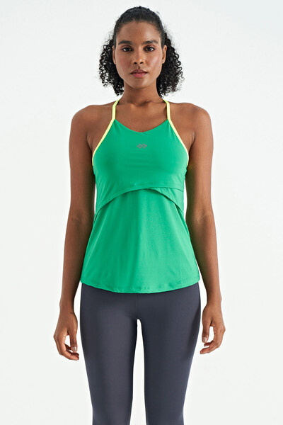 Tommylife Wholesale Green Standard Fit Women's Sport Tank Top - 97261 - Thumbnail