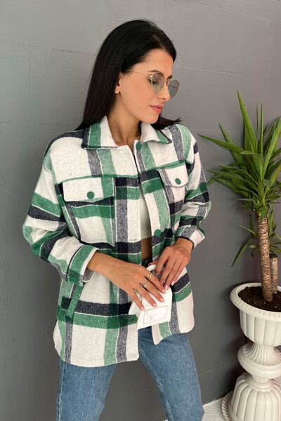 Tommylife Wholesale Green Women's Lumberjack Shirt - 02044 - Thumbnail