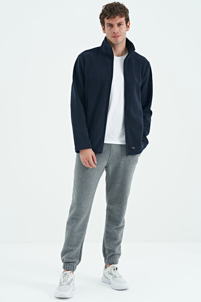 Tommylife Wholesale Hardy Navy Blue Standard Fit Fleece Men's Sweatshirt - 88299 - Thumbnail