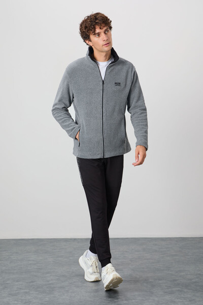 Tommylife Wholesale Hardy Stand Collar Standard Fit Men's Fleece Sweatshirt 88299 Gray Melange - Thumbnail