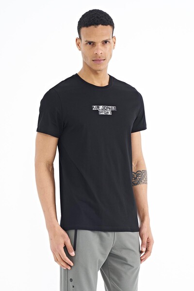 Tommylife Wholesale Harley Crew Neck Standard Fit Printed Men's T-Shirt 88203 Black - Thumbnail