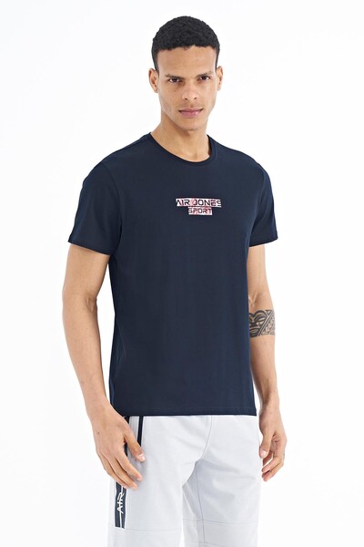 Tommylife Wholesale Harley Crew Neck Standard Fit Printed Men's T-Shirt 88203 Navy Blue - Thumbnail