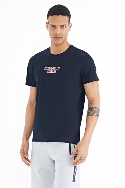 Tommylife Wholesale Harley Crew Neck Standard Fit Printed Men's T-Shirt 88203 Navy Blue - Thumbnail