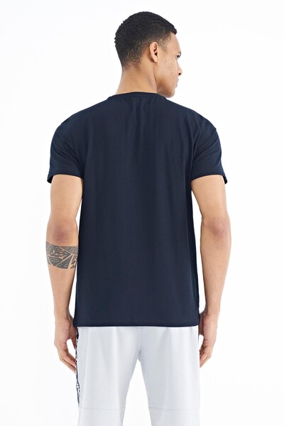 Tommylife Wholesale Harley Crew Neck Standard Fit Printed Men's T-Shirt 88203 Navy Blue - Thumbnail