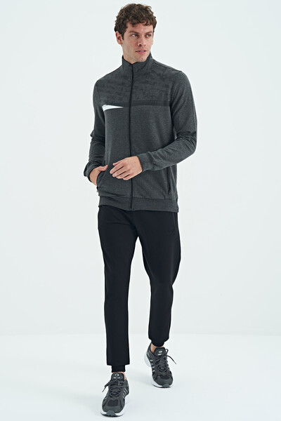 Tommylife Wholesale Harry Standard Fit Men's Tracksuit Set 85197 Anthracite Melange - Black - Thumbnail