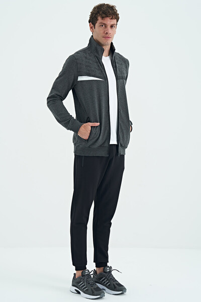 Tommylife Wholesale Harry Standard Fit Men's Tracksuit Set 85197 Anthracite Melange - Black - Thumbnail