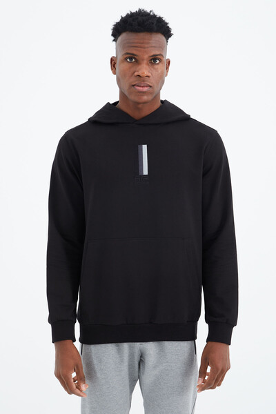 Tommylife Wholesale Harvey Hooded Standard Fit Men's Sweatshirt 88309 Black - Thumbnail