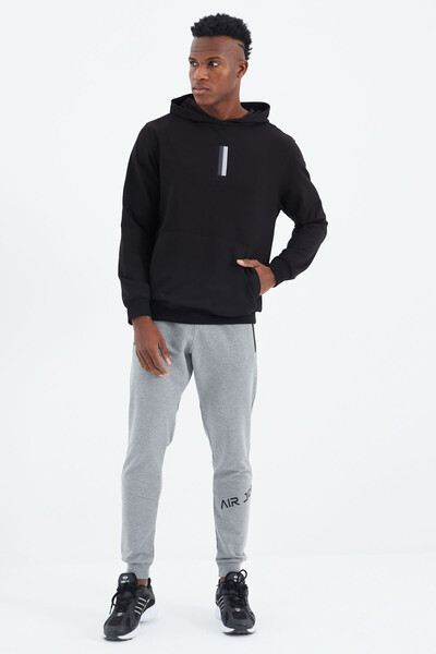 Tommylife Wholesale Harvey Hooded Standard Fit Men's Sweatshirt 88309 Black - Thumbnail