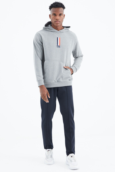 Tommylife Wholesale Harvey Hooded Standard Fit Men's Sweatshirt 88309 Gray Melange - Thumbnail