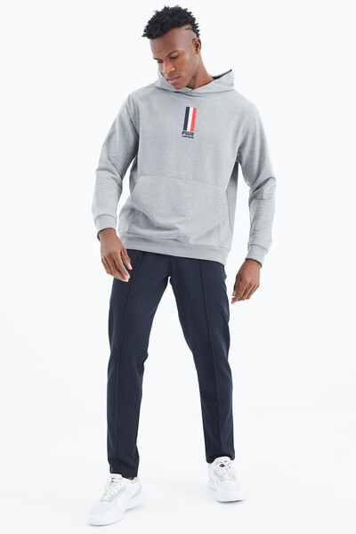 Tommylife Wholesale Harvey Hooded Standard Fit Men's Sweatshirt 88309 Gray Melange - Thumbnail