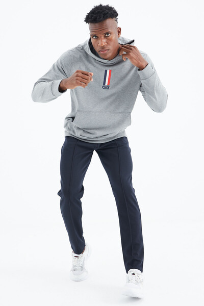 Tommylife Wholesale Harvey Hooded Standard Fit Men's Sweatshirt 88309 Gray Melange - Thumbnail