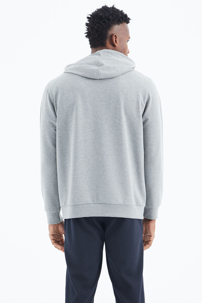 Tommylife Wholesale Harvey Hooded Standard Fit Men's Sweatshirt 88309 Gray Melange - Thumbnail