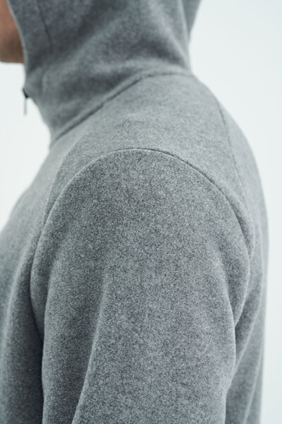 Tommylife Wholesale Hektor Gray Melange Hooded Fleece Men's Tracksuit Set - 85227 - Thumbnail