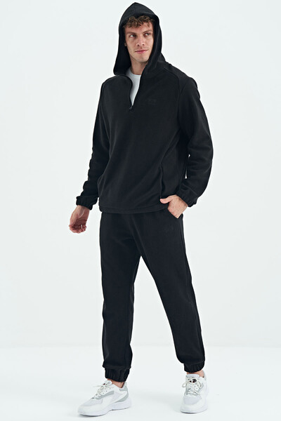 Tommylife Wholesale Hektor Standard Fit Hooded Men's Fleece Tracksuit Set 85227 Black - Thumbnail