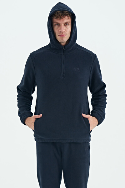 Tommylife Wholesale Hektor Standard Fit Hooded Men's Fleece Tracksuit Set 85227 Navy Blue - Thumbnail